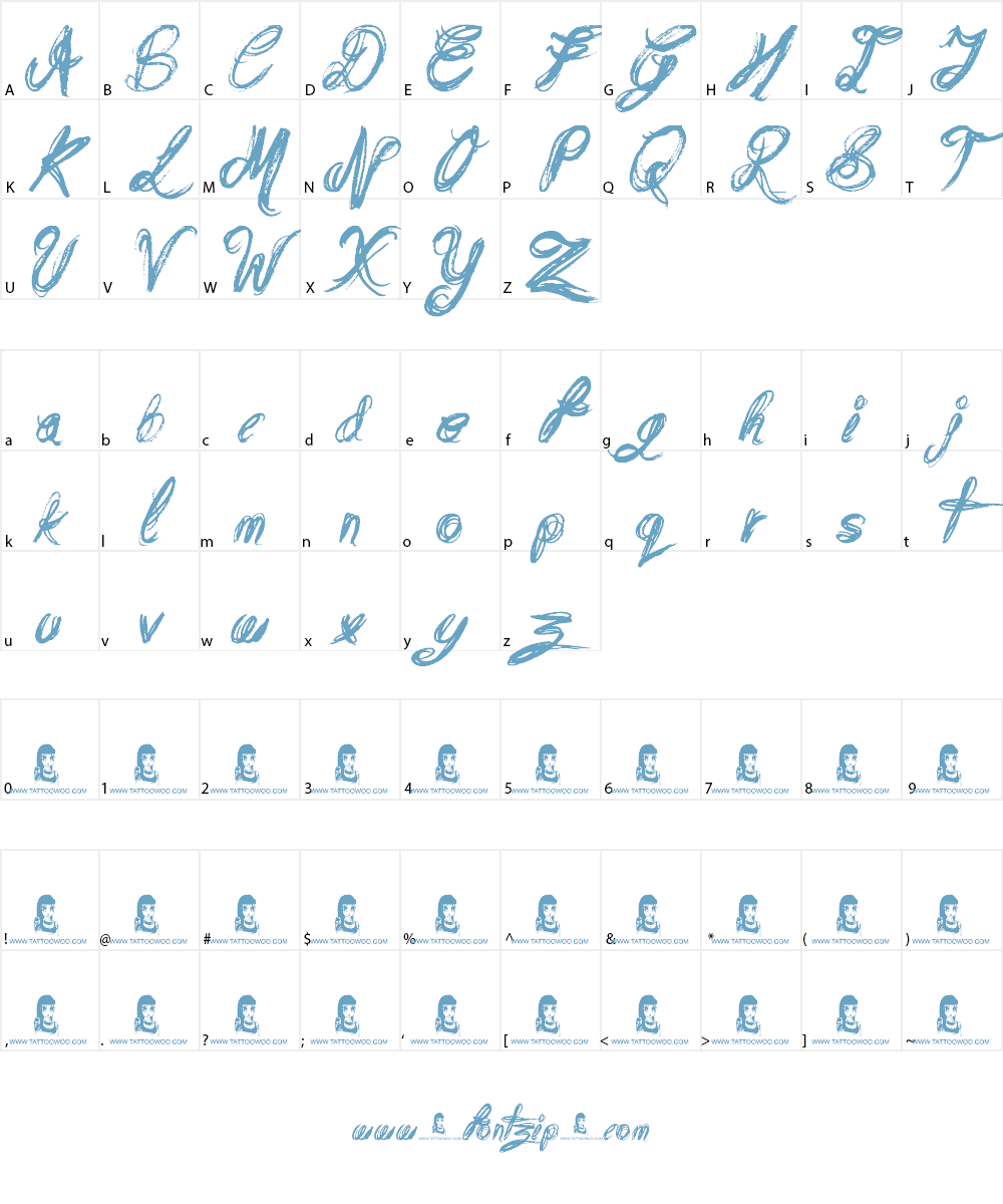 Messy Script Font Character